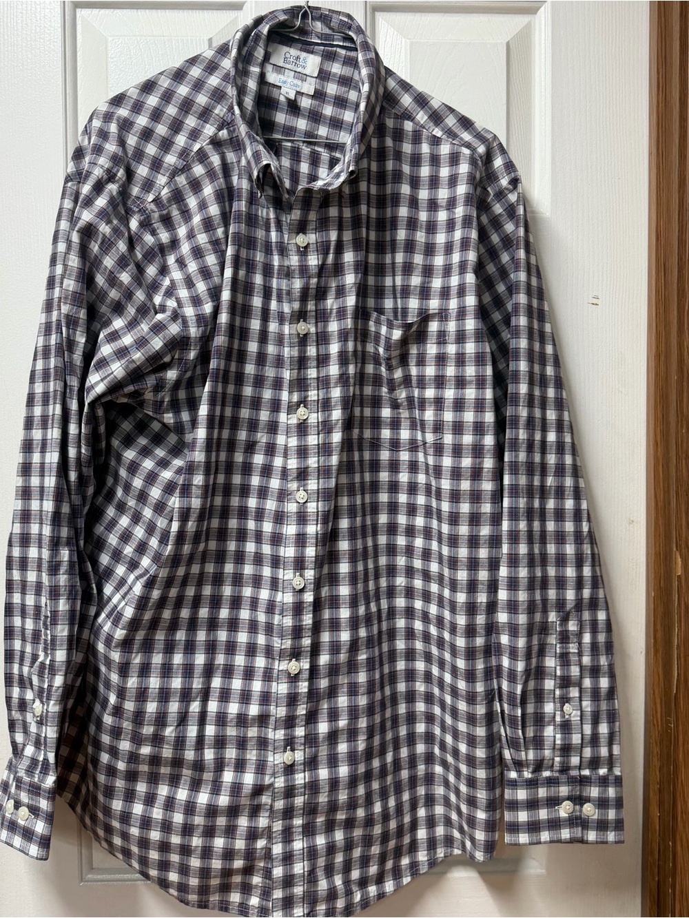 croft & barrow Men's Button-Down Plaid Shirt in White and Gray xl